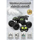 Uzaktan Kumandalı Işıklı 2.4GHz Bluetoothlu Telefon Kontrollü Arazi Temalı Oyuncak Yarış Arabası YEŞİL