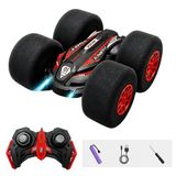 Uzaktan Kumandalı Kırılmaz Sünger Teker 20 KM/H Yapabilen 4X4 Akrobatik Drift RC Araba LED Işıklı 360° Dönebilen Şarjlı 2.4GHz Takla Atabilen (Kırmızı)