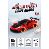 Uzaktan Kumandalı Kıvılcım Efekt Porsche Drift Yarış Arabası 4 Adet Yedek Lastik 26 cm Sesli Oyuncak KIRMIZI