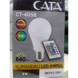 Uzaktan Kumandalı LED Ampul Çok Renkli Ampul 9W E27, CA-4058 - Altın