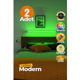 Uzaktan Kumandalı Led Lambader 2 Adet Yatak Üstü, Tv Yanı,Oturma Odası - Rgb Çok Renkli Luciy1