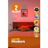 Uzaktan Kumandalı Led Lambader 2 Adet Yatak Üstü, Tv Yanı,Oturma Odası - Rgb Çok Renkli Luciy3