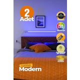 Uzaktan Kumandalı Led Lambader 2 Adet Yatak Üstü, Tv Yanı,Oturma Odası - Rgb Çok Renkli Luciy