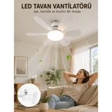 Uzaktan Kumandalı LED Tavan Vantilatörü Yüksek Aydınlatma Güçlü Esinti Süpe - COMPTR8811-4 - Çok Renkli