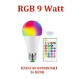 Uzaktan Kumandalı RGB LED Ampul 9 Watt 16 Renk LED RGB Ampul