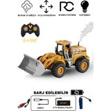 Uzaktan Kumandalı Sarj Edilebilir Buldozer Kepçe Iş Makinası 2.4 Ghz Buharlı Işıklı - Kahverengi