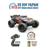 Uzaktan Kumandalı Şarjlı Işıklı 1:14 4WD 55 km/h Servo Motorlu 2.4GHz Off-Road Oyuncak Arazi Arabası