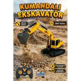 Uzaktan Kumandalı Şarjlı Metal Kepçeli 360° Dönen Rc Ekskavatör İş Makinesi Oyuncak - Sarı