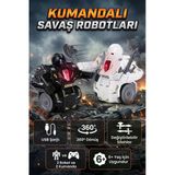 Uzaktan Kumandalı Savaş Robotu 2'Li Set - Şarjlı, Işıklı Ve 360 Derece Dönen Dövüşen Robotlar