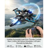 Uzaktan Kumandalı Uçak Dron Thunder Combat Mavi | 2.4Ghz 360 Derece Dönebilen | Led Işıklı | Otomatik İniş Kalkış Mavi