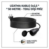 Uzatma Kablo 3X2,5 50 Metre Tekli Dişi Priz