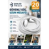 Uzatma Kablosu 2x1,5 mm Ttr Topraklı Seyyar Kablo 20 Metre - Beyaz