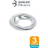 Uzatma Kablosu 2x1,5 mm Ttr Topraklı Seyyar Kablo 3 Metre - Beyaz