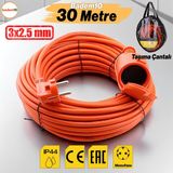 Uzatma Kablosu 30 Metre 3x2.5 mm Ev Tipi Topraklı CCA Kablolu Tekli Grup Fiş Priz Kapaklı Monofaze