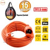 Uzatma Kablosu 3X1.5 Mm 15 Metre Tekli Grup Fiş Priz Topraklı Kablolu Kapaklı Monofaze Ev Tipi