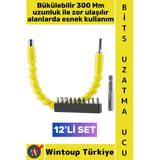 #Uzatmaucu Manuel Elektrikli Vidalama Dar Zor Köşe Akrobat Bükülebilir Esnek Bits Uzatma Seti 12 Parça