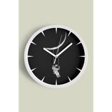 Uzay - Astronot - Astronomi Temalı Modern Duvar Saati - 30cm - Önü Camlı Beyaz Kasa, JH0090S30BKP