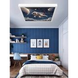 Uzay, Astronot, Yıldız Avize, 60WATT, Beyaz Işık, 60X60 Modern Kare LED Avize, Çocuk Odası Uzay