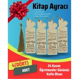 Uzay Craft Atölye Kitap Ayracı - 24 Kasım Kalpli Ayraç - 4 Adet Kitap Ayracı - Öğretmenler Günü Hediyesi