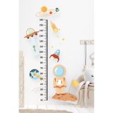 Uzay Figürlü Boy Cetveli Boy Ölçer Sticker Çocuk Bebek Odası Duvar Sticker Seti