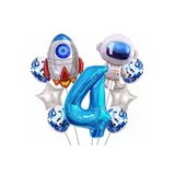 Uzay Kozmik Galaksi Astronot Roket 4 Yaş Balon Set Uzay Astronot Konsept Doğum Günü Set