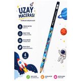 Uzay Macerası Kurşun Kalem 1 Adet Faber Castell Yuvarlak Gövdeli Siyah Kurşun Kalem Yumuşak Yazım Kolay Tutuş Kaliteli