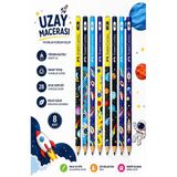 Uzay Macerası Kurşun Kalem 8 Adet Faber Castell Yuvarlak Gövdeli Siyah Kurşun Kalem Yumuşak Yazım Kolay Tutuş Kaliteli