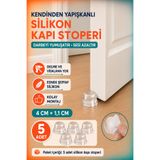 Uzay Shop 5 Adet - Kendinden Yapışkanlı Silikon Kapı Stoperi 4 cm – Darbe Emici Kapı Kolu Duvar Koruyucu Tampon