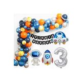 Uzay Temalı Doğum Günü Seti 3 Yaş; 4 Adet Folyo, 50 Lateks Balon, Banner, Balon Zinciri, Balon Bandı, 44788542001