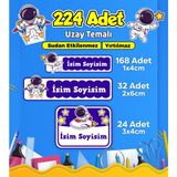 Uzay Temalı Okul Kreş Kişiye Özel Isim Etiket Seti - Model 521