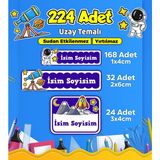 Uzay Temalı Okul Kreş Kişiye Özel Isim Etiket Seti - Model 527