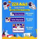 Uzay Temalı Okul Kreş Kişiye Özel Isim Etiket Seti - Model 528