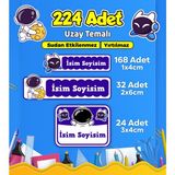 Uzay Temalı Okul Kreş Kişiye Özel Isim Etiket Seti - Model 535