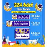 Uzay Temalı Okul Kreş Kişiye Özel Isim Etiket Seti - Model 536