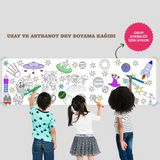 Uzay ve Astranot Temalı Dev Boyama Kağıdı 2,5 Metre Rulo Boyama Kağıdı Çocuk Anaokulu ve Kreşler için Aktivite Çocuk Eğitici Boyama - 62x250