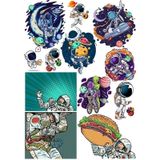 Uzay Ve Astronot Retro Sticker Set 13 Parça Telefon, Tablet, Defter, Laptop Sticker