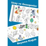 Uzay ve Gezegenler Temalı Dev Boyama Kağıdı 2.5 Metre Kağıt Aktivite Rulosu - Pembe