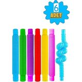 Uzayan Boru Oyuncak Hortum Orijinal Türk Malı 6 Adetli Pop Tubes Eğitici Katlanır - Pembe