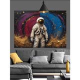 Uzayda Astronot Figürü Dekoratif Kanvas - Mdf Ahşap Tablo