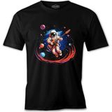 Uzayda Gitar - Astronot Siyah Erkek Tshirt - L