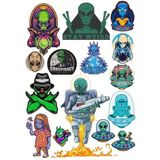 Uzaylı Alien Sticker Set-1 17 Parça Telefon, Tablet, Defter, Laptop Sticker