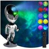 Uzaylı Galaksi Projektörü Gece Lambası, 8 Farklı Nebula Yansıtma Modlu Galaxy Projeksiyonu, Uzaktan Kumandalı, Ses Tekrar Edebilme, Çocuklar ve Yetişkinler İçin Yıldızlı Gökyüzü Projektörü