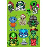 Uzaylı Sticker Set-1 12 Parça Telefon, Tablet, Defter, Laptop Sticker