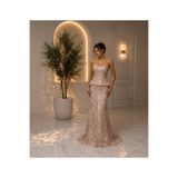uzer abiye kadın tasarım payet ve taş baskılı straplez peplum model balık abiye ve özel gün elbisesi