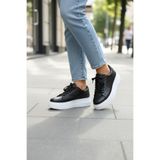 uzero Sneaker Kadın Ayakkabı Günlük Spor Casual Siyah-Beyaz Ayakkabı