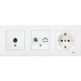 Uzm Light Viko Kare Beyaz Üçlü Set Tv Uydu Priz, Nümeris Telefon Prizi, Topraklı Priz Modern Tasarım
