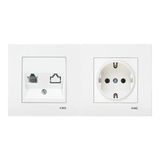 Uzm Light Viko Karre Beyaz İkili Set Nümeris RJ11 ve Topraklı Priz