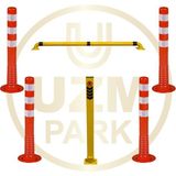 UZM PARK Kişisel Park Alanı 75 cm Metal Yatar Kalkar Direk, 4'lü 75 cm Plastik Duba, 180X12 cm Standart Stoper - Çok Renkli