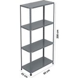 Uzman Grup Raf Sistemleri 4 Kat 2 Metre Çelik Depo Arşiv Rafı - 43 x 93 cm - Gri