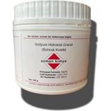 Uzman Kimya Boncuk Kostik (Sodyum Hidroksit, Naoh) – Temizlik ve Endüstriyel Kullanım / Sodium Hydroxide – Kavanoz – Caustic Soda Granular - 500 g